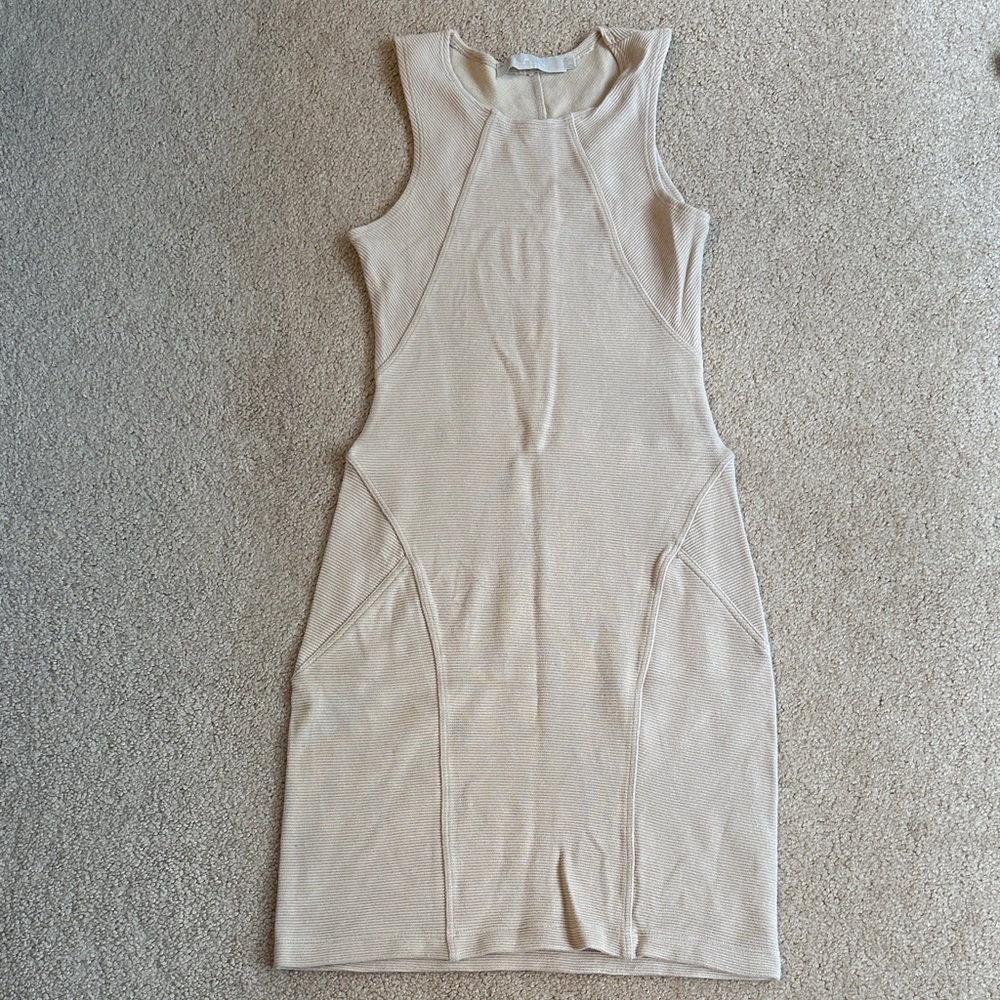 Kain Label Ribbed Cream Sleeveless Mini Dress